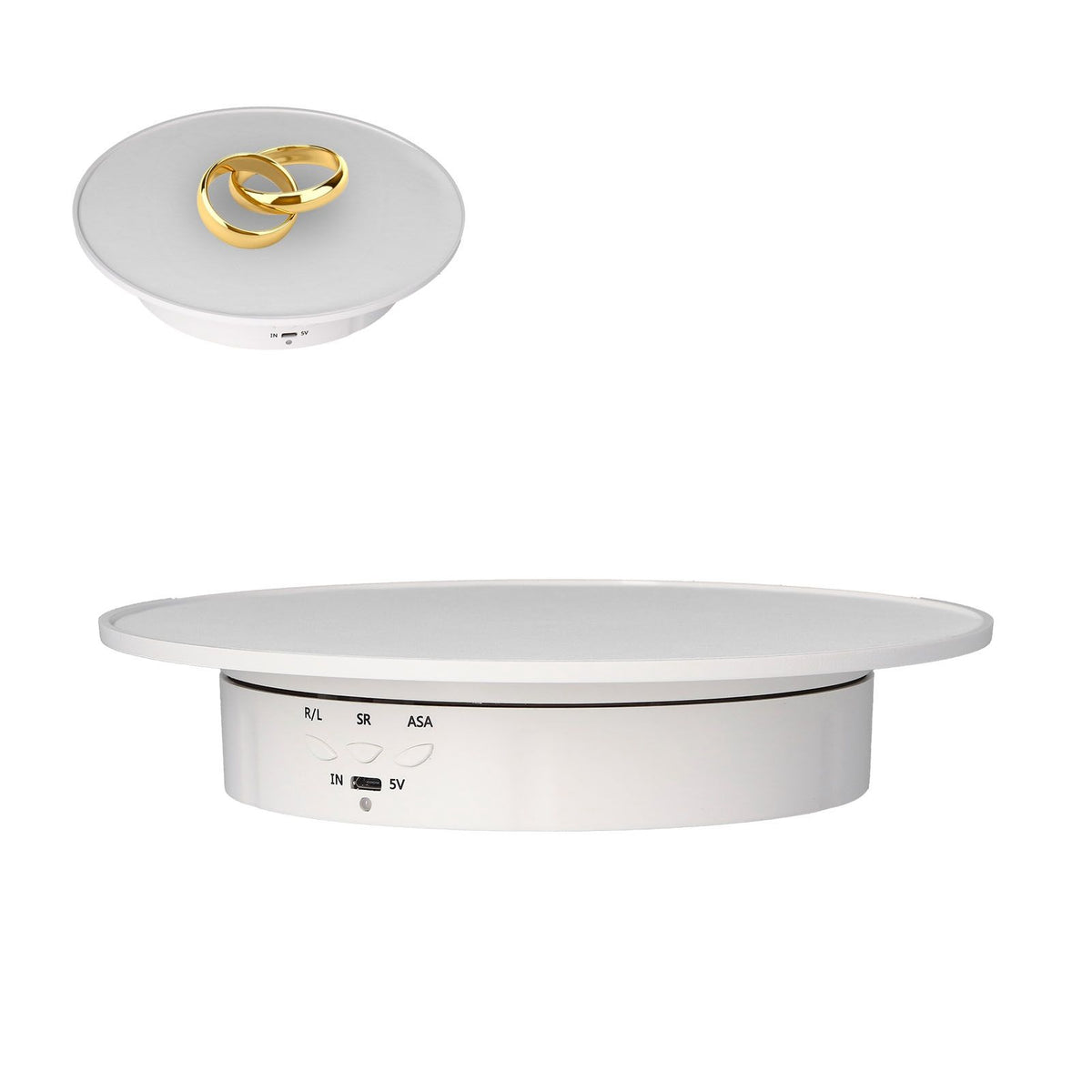 200mm Motorized Rotating Display Stand Bracket 3 Speed Adjustable USB Powered Jewelry Electric Rotating TurntableWhite