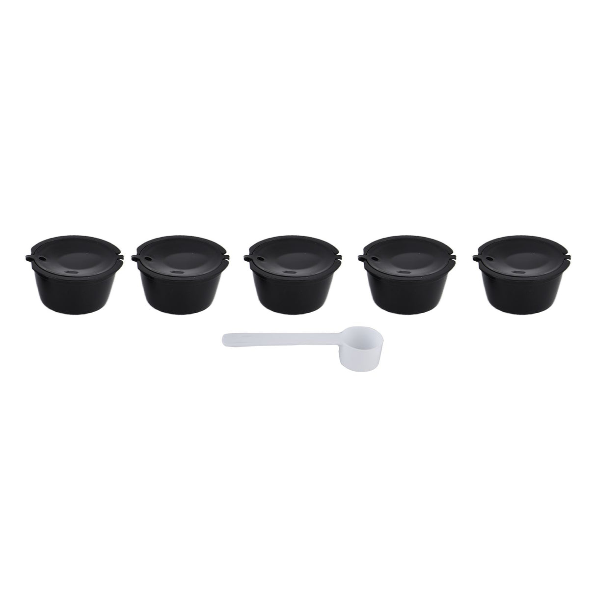 5Pcs 50ml Coffee Capsule Reusable Coffee Filter Cup with Spoon for DOLCE GUSTO Coffee MachineBlack