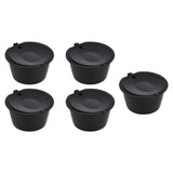 5Pcs 50ml Coffee Capsule Reusable Coffee Filter Cup with Spoon for DOLCE GUSTO Coffee MachineBlack
