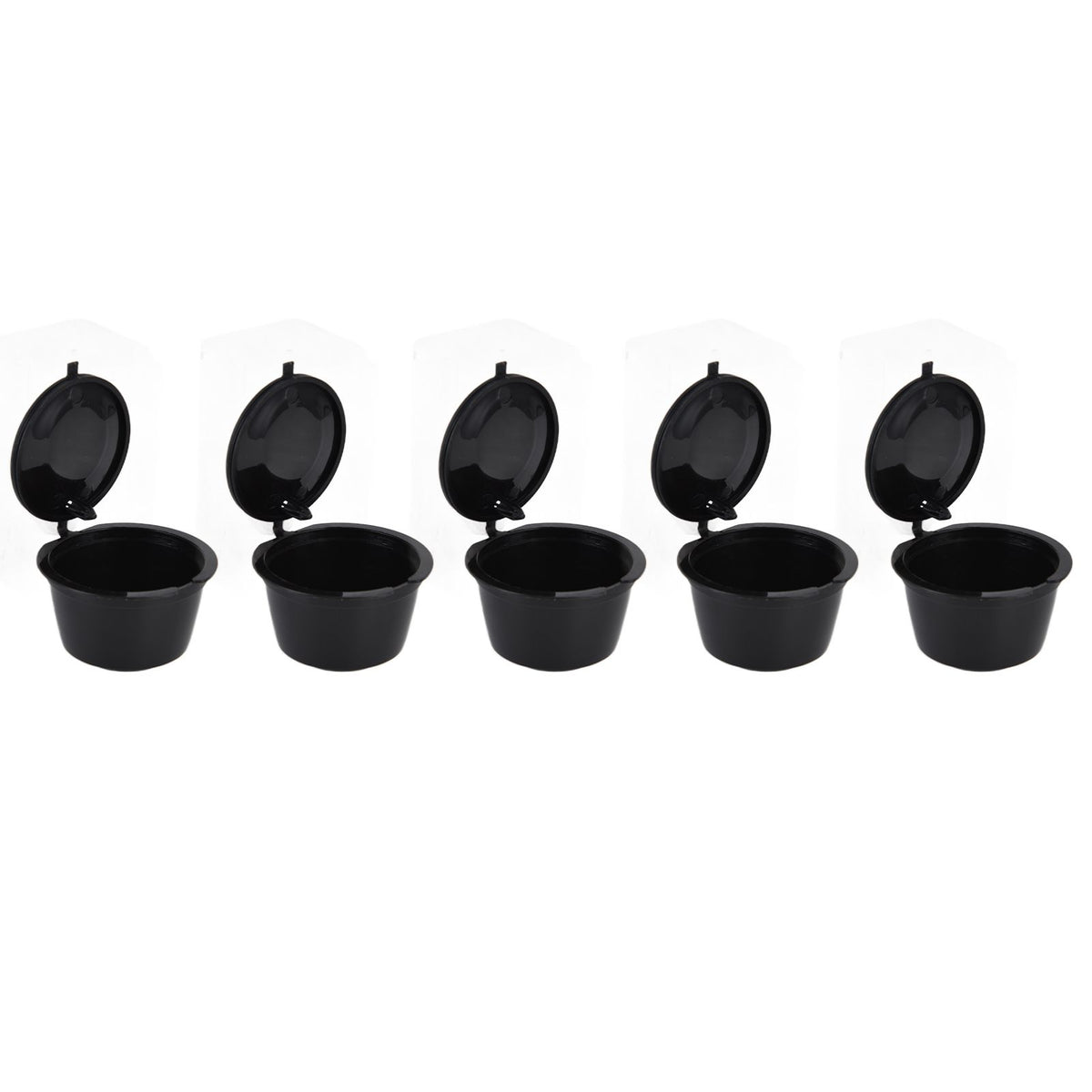 5Pcs 50ml Coffee Capsule Reusable Coffee Filter Cup with Spoon for DOLCE GUSTO Coffee MachineBlack