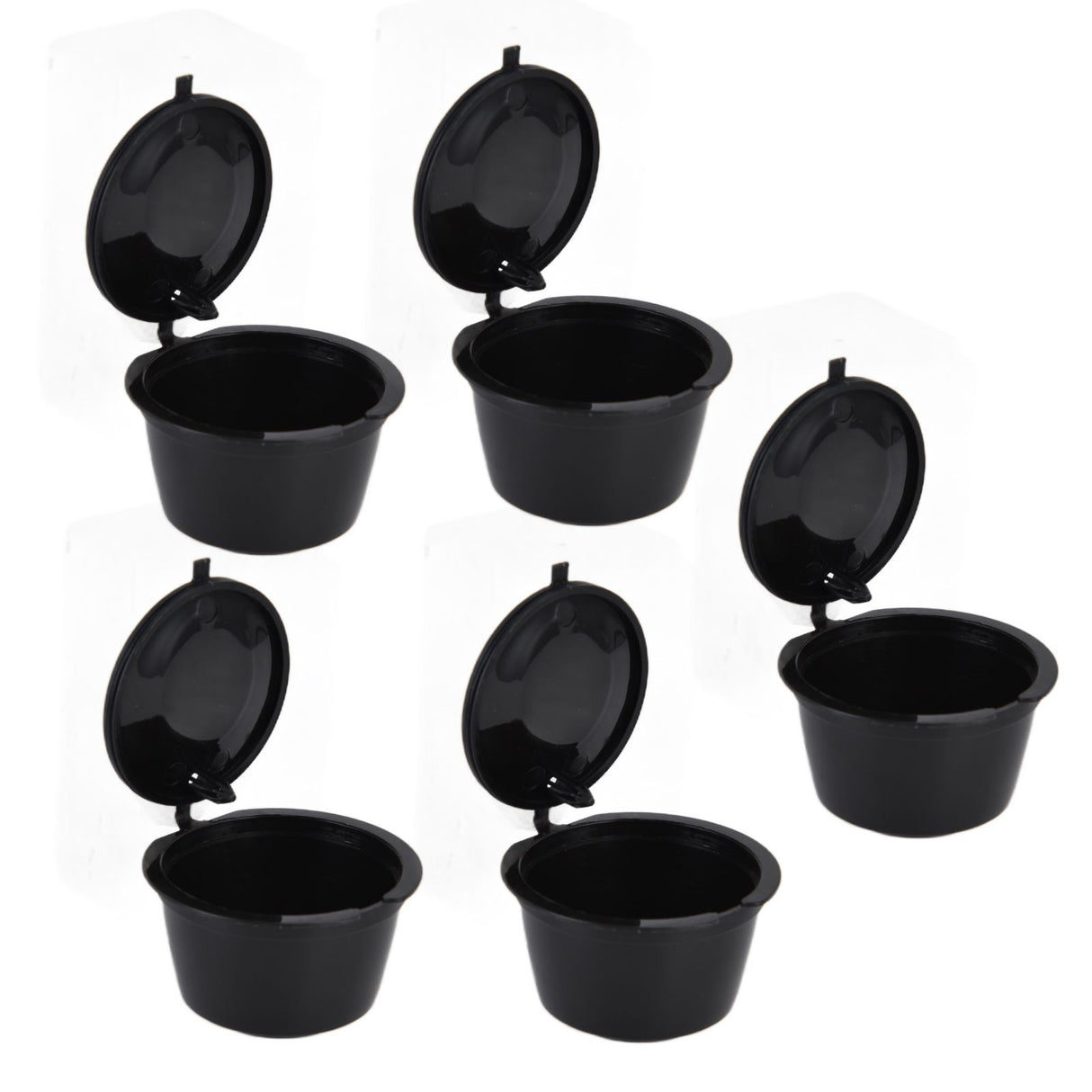 5Pcs 50ml Coffee Capsule Reusable Coffee Filter Cup with Spoon for DOLCE GUSTO Coffee MachineBlack