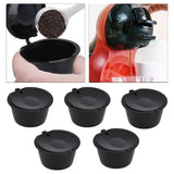 5Pcs 50ml Coffee Capsule Reusable Coffee Filter Cup with Spoon for DOLCE GUSTO Coffee MachineBlack
