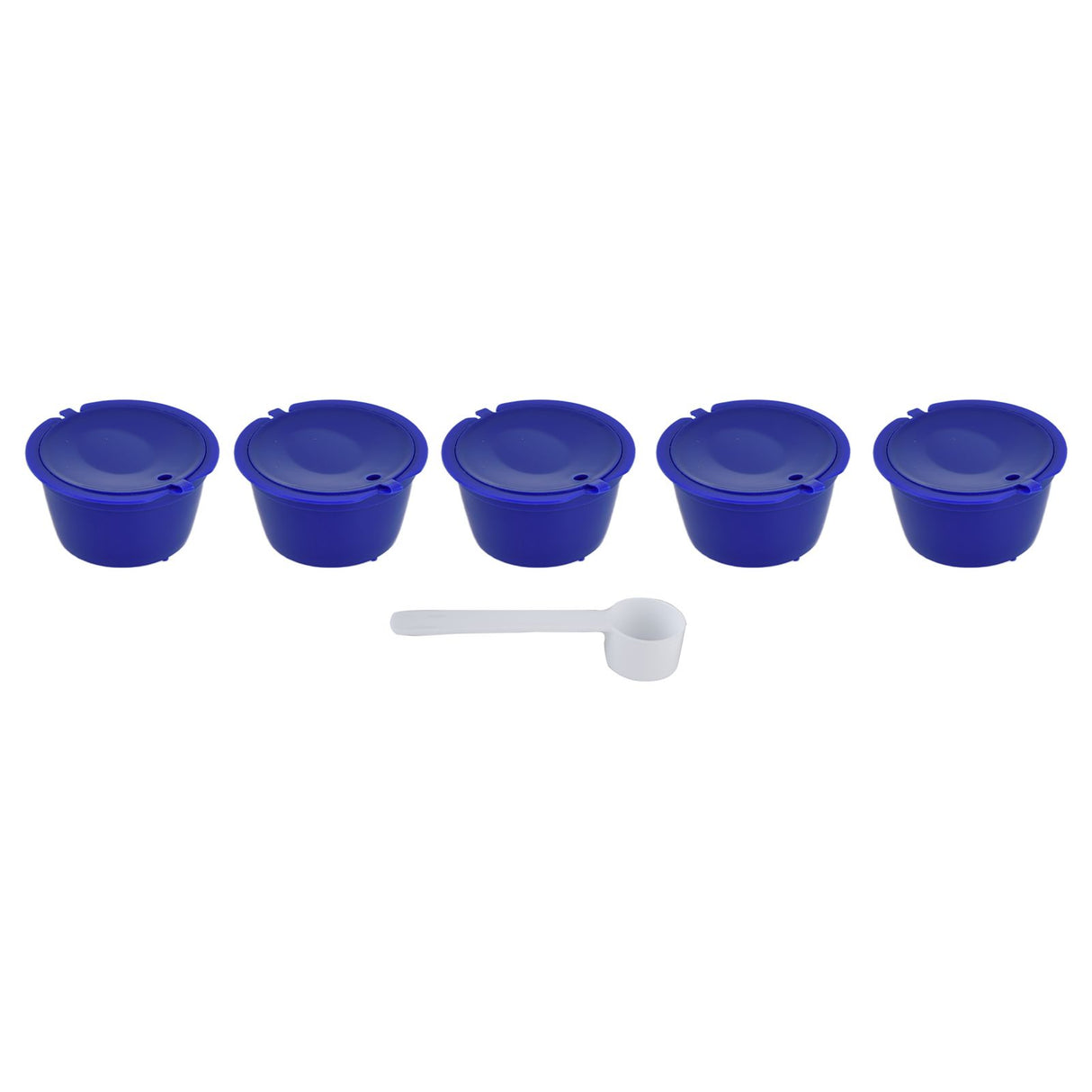 5Pcs 50ml Coffee Capsule Reusable Coffee Filter Cup with Spoon for DOLCE GUSTO Coffee MachineRoyal Blue