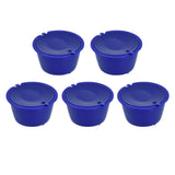5Pcs 50ml Coffee Capsule Reusable Coffee Filter Cup with Spoon for DOLCE GUSTO Coffee MachineRoyal Blue - Side View