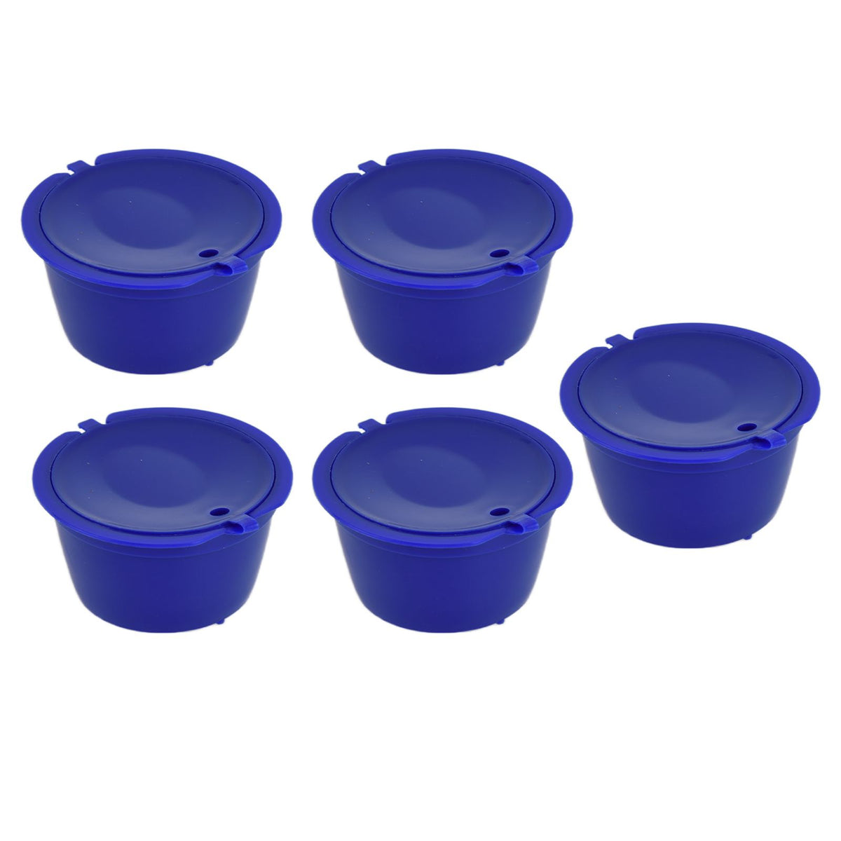 5Pcs 50ml Coffee Capsule Reusable Coffee Filter Cup with Spoon for DOLCE GUSTO Coffee MachineRoyal Blue