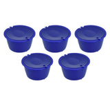 5Pcs 50ml Coffee Capsule Reusable Coffee Filter Cup with Spoon for DOLCE GUSTO Coffee MachineRoyal Blue