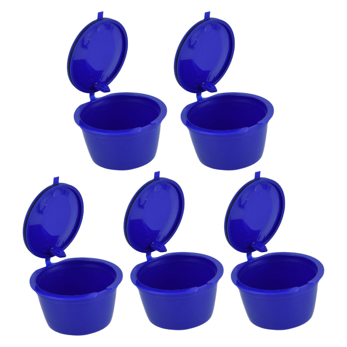 5Pcs 50ml Coffee Capsule Reusable Coffee Filter Cup with Spoon for DOLCE GUSTO Coffee MachineRoyal Blue
