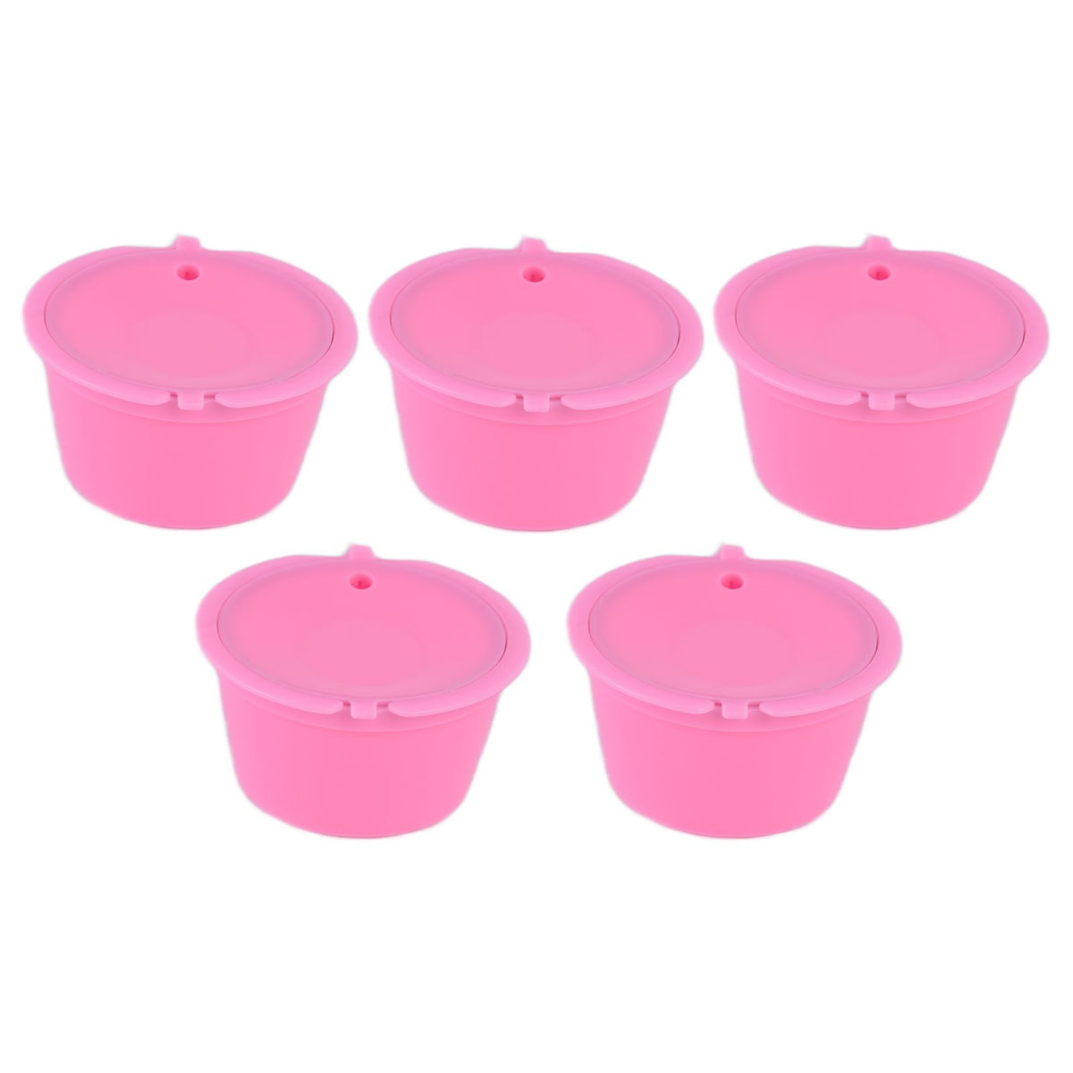 5Pcs 50ml Coffee Capsule Reusable Coffee Filter Cup with Spoon for DOLCE GUSTO Coffee MachinePink