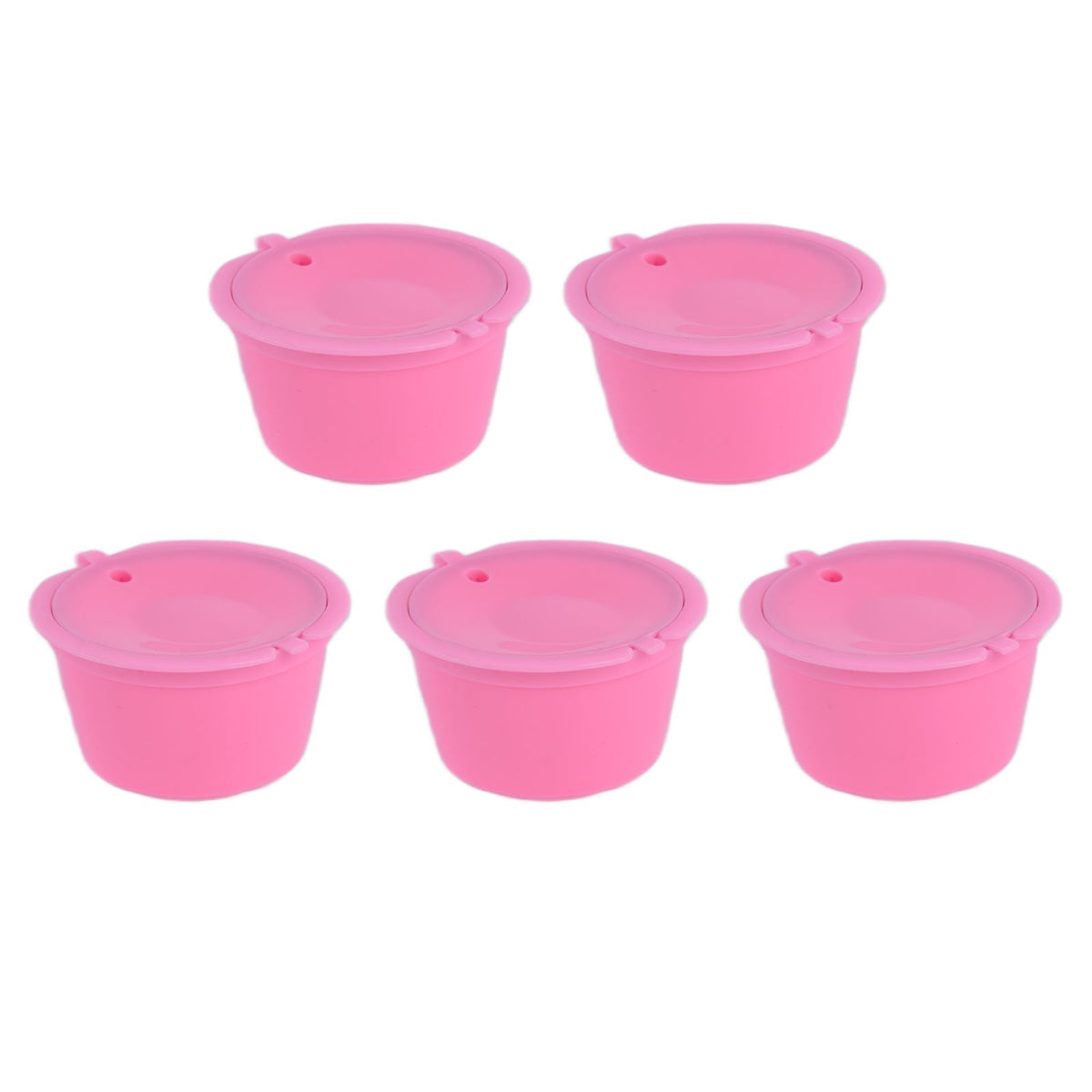 5Pcs 50ml Coffee Capsule Reusable Coffee Filter Cup with Spoon for DOLCE GUSTO Coffee MachinePink