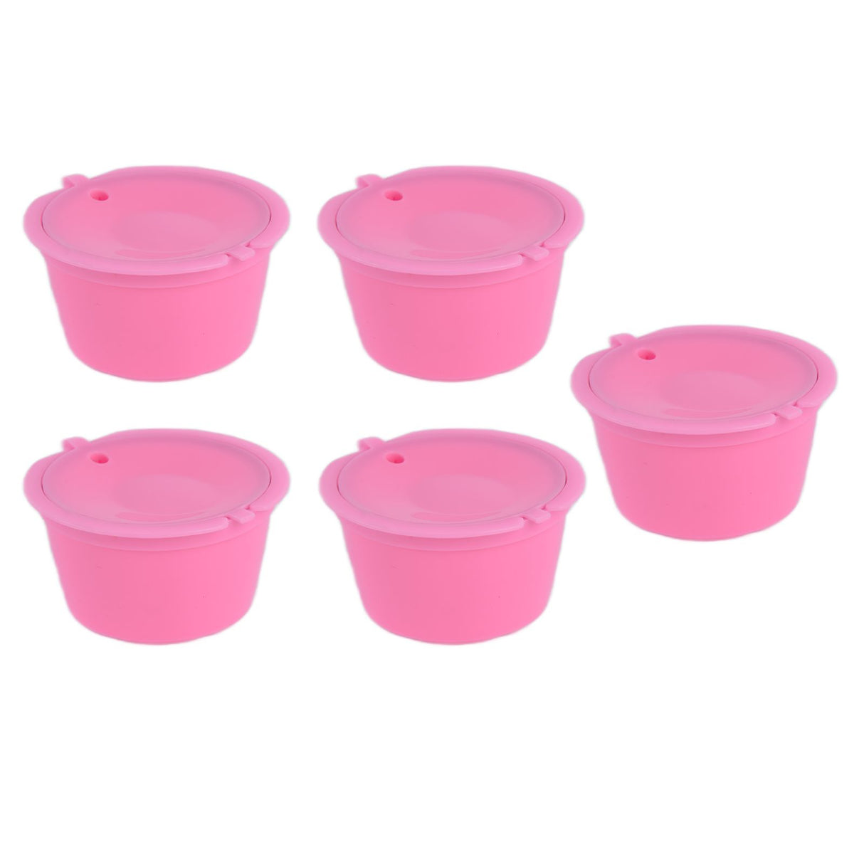 5Pcs 50ml Coffee Capsule Reusable Coffee Filter Cup with Spoon for DOLCE GUSTO Coffee MachinePink