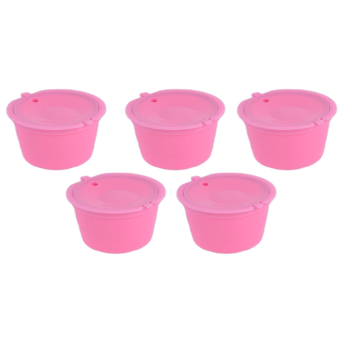 5Pcs 50ml Coffee Capsule Reusable Coffee Filter Cup with Spoon for DOLCE GUSTO Coffee MachinePink