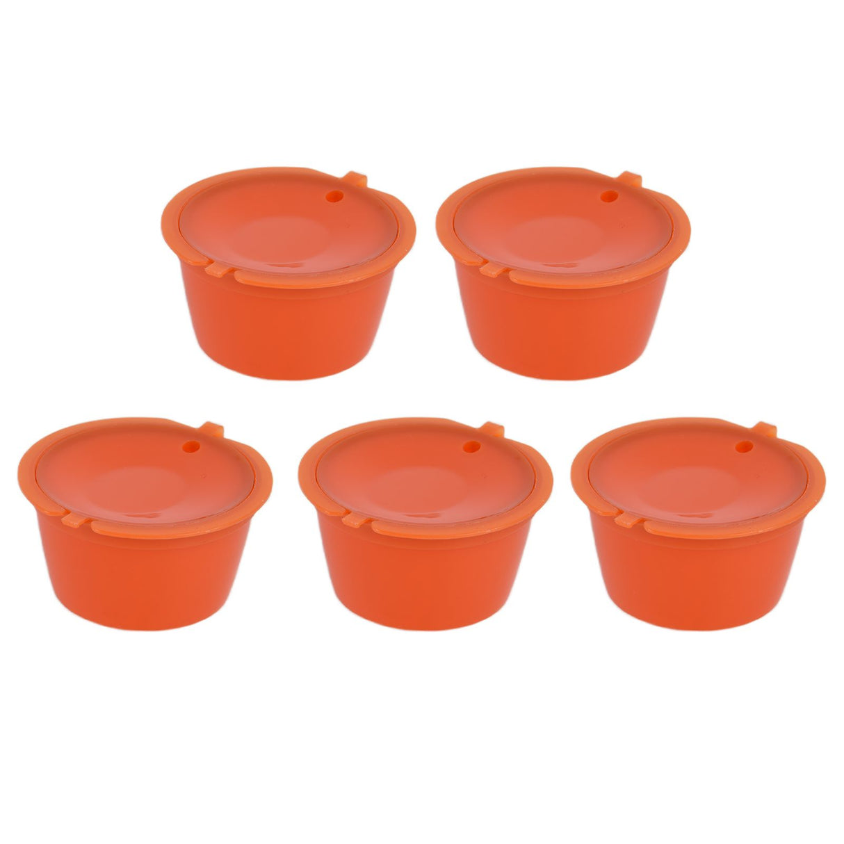 5Pcs 50ml Coffee Capsule Reusable Coffee Filter Cup with Spoon for DOLCE GUSTO Coffee MachineOrange