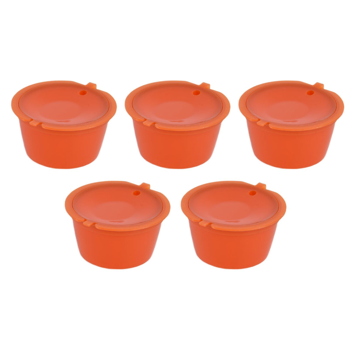 5Pcs 50ml Coffee Capsule Reusable Coffee Filter Cup with Spoon for DOLCE GUSTO Coffee MachineOrange