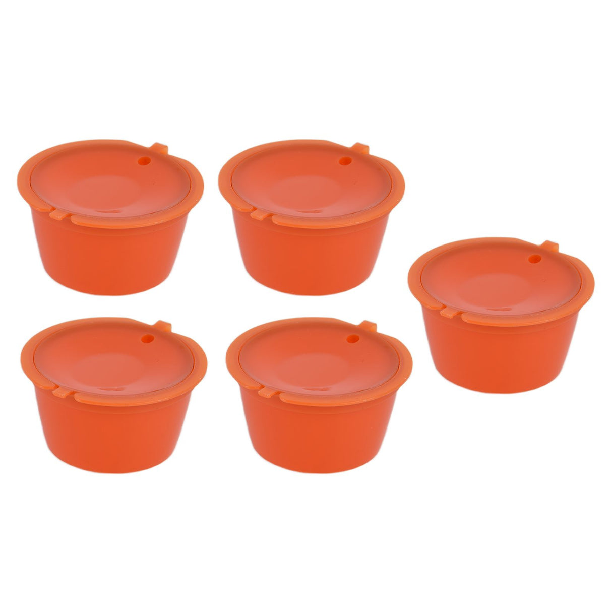 5Pcs 50ml Coffee Capsule Reusable Coffee Filter Cup with Spoon for DOLCE GUSTO Coffee MachineOrange