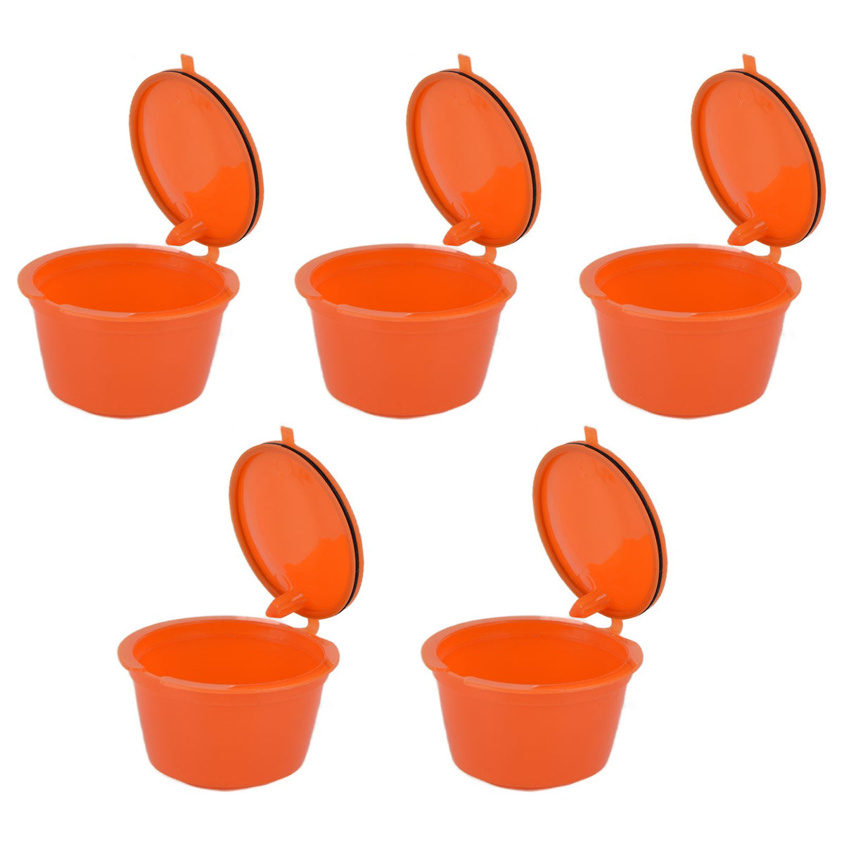 5Pcs 50ml Coffee Capsule Reusable Coffee Filter Cup with Spoon for DOLCE GUSTO Coffee MachineOrange
