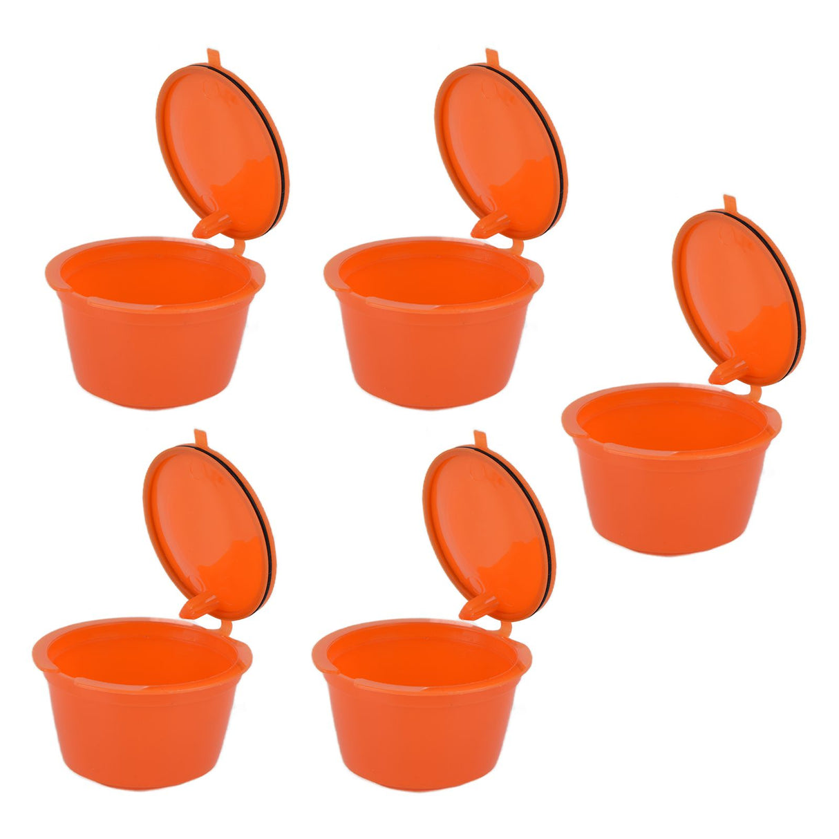 5Pcs 50ml Coffee Capsule Reusable Coffee Filter Cup with Spoon for DOLCE GUSTO Coffee MachineOrange