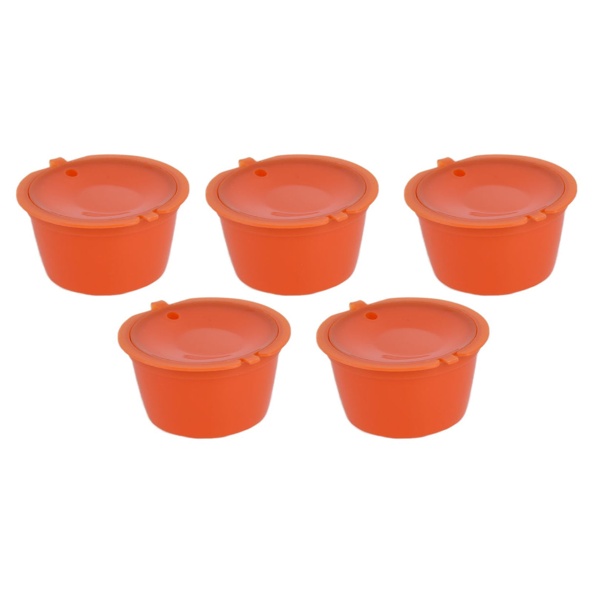 5Pcs 50ml Coffee Capsule Reusable Coffee Filter Cup with Spoon for DOLCE GUSTO Coffee MachineOrange