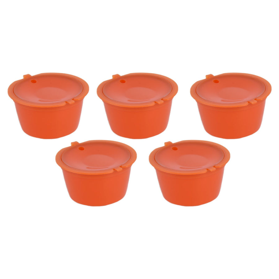 5Pcs 50ml Coffee Capsule Reusable Coffee Filter Cup with Spoon for DOLCE GUSTO Coffee MachineOrange