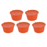 5Pcs 50ml Coffee Capsule Reusable Coffee Filter Cup with Spoon for DOLCE GUSTO Coffee MachineOrange