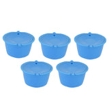 5Pcs 50ml Coffee Capsule Reusable Coffee Filter Cup with Spoon for DOLCE GUSTO Coffee MachineBlue - Front View