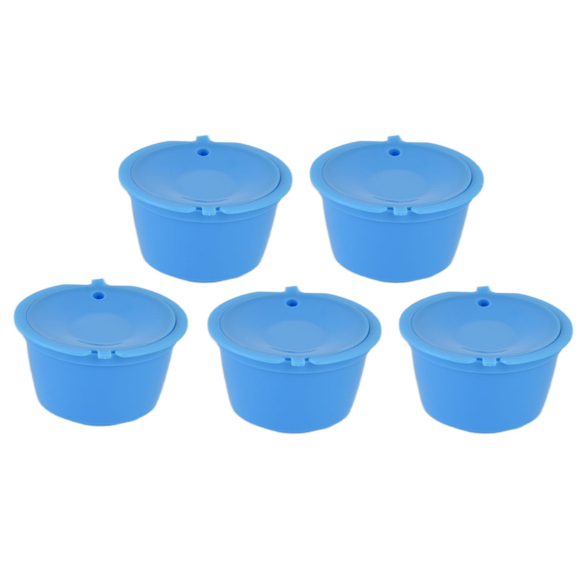 5Pcs 50ml Coffee Capsule Reusable Coffee Filter Cup with Spoon for DOLCE GUSTO Coffee MachineBlue