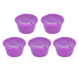 5Pcs 50ml Coffee Capsule Reusable Coffee Filter Cup with Spoon for DOLCE GUSTO Coffee MachinePurple