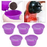 5Pcs 50ml Coffee Capsule Reusable Coffee Filter Cup with Spoon for DOLCE GUSTO Coffee MachinePurple