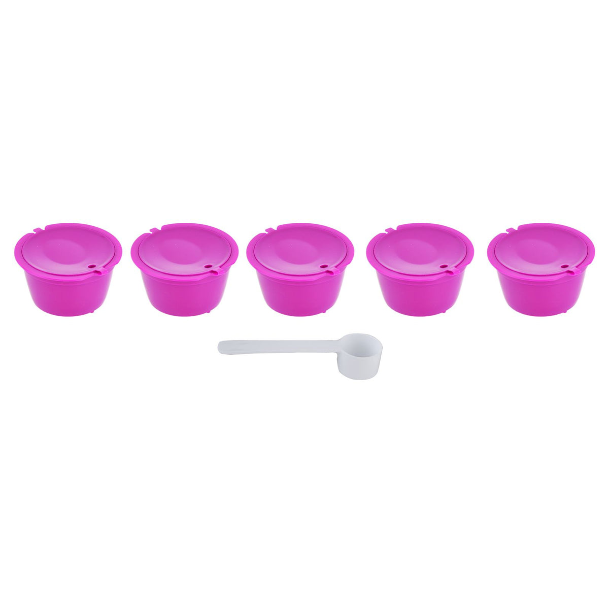 5Pcs 50ml Coffee Capsule Reusable Coffee Filter Cup with Spoon for DOLCE GUSTO Coffee MachineRose Red