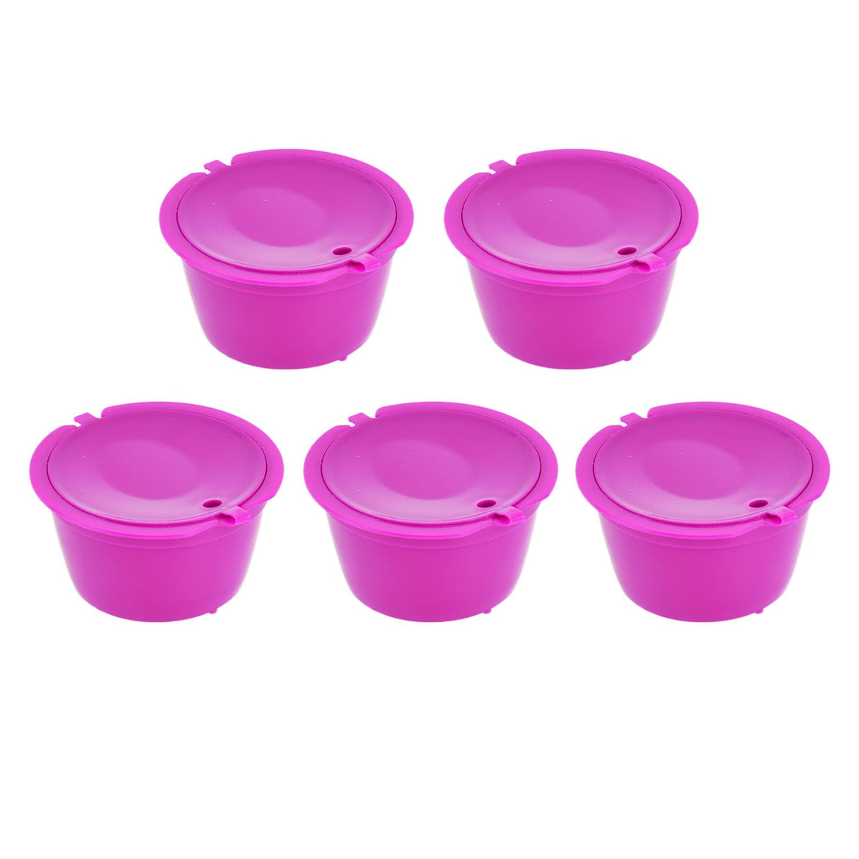 5Pcs 50ml Coffee Capsule Reusable Coffee Filter Cup with Spoon for DOLCE GUSTO Coffee MachineRose Red