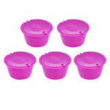 5Pcs 50ml Coffee Capsule Reusable Coffee Filter Cup with Spoon for DOLCE GUSTO Coffee MachineRose Red - Side View
