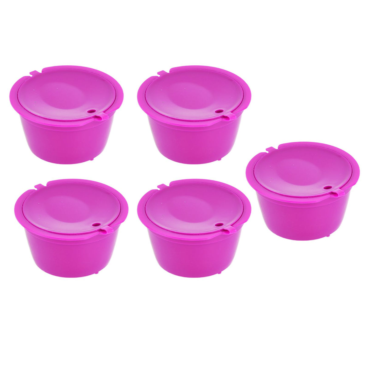 5Pcs 50ml Coffee Capsule Reusable Coffee Filter Cup with Spoon for DOLCE GUSTO Coffee MachineRose Red