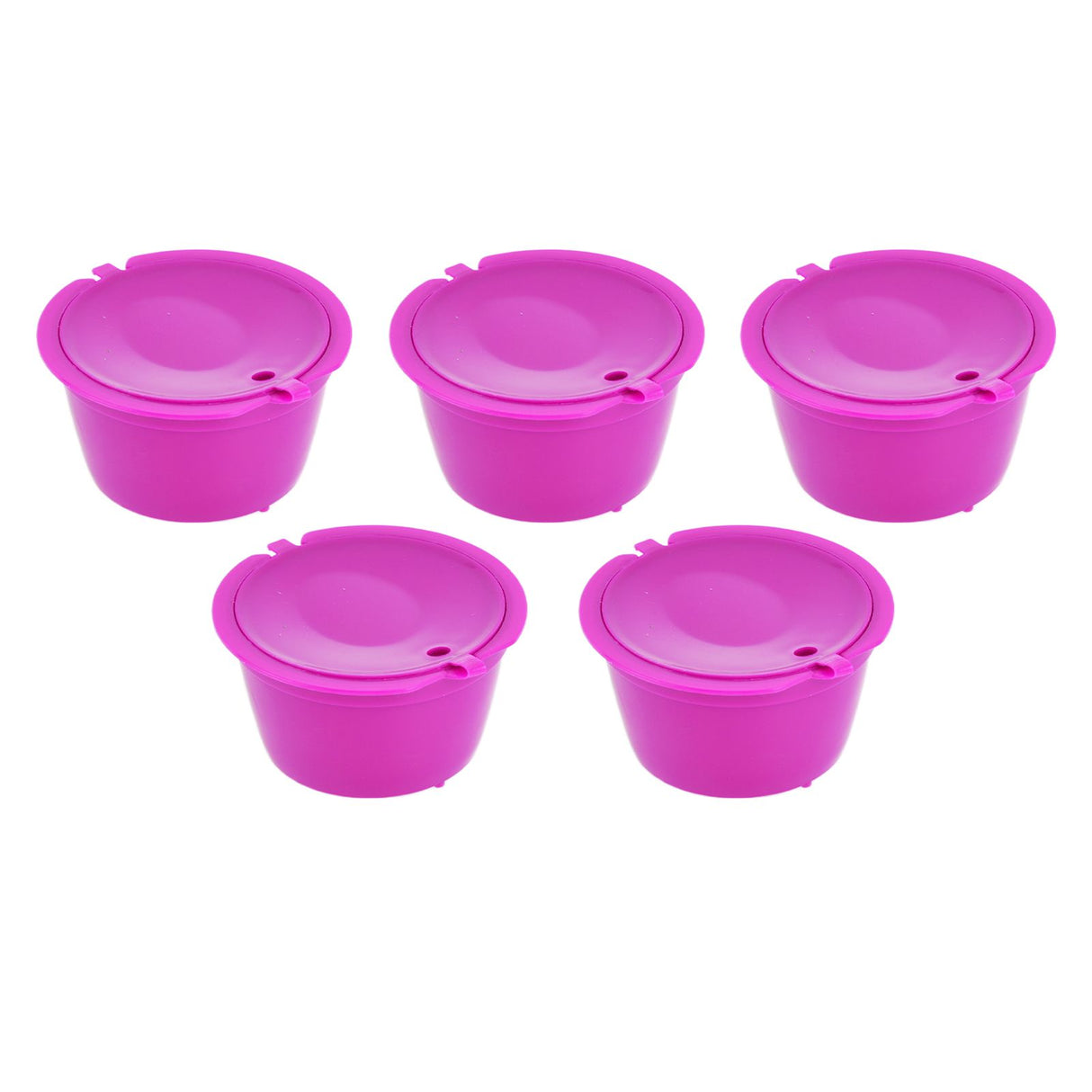 5Pcs 50ml Coffee Capsule Reusable Coffee Filter Cup with Spoon for DOLCE GUSTO Coffee MachineRose Red