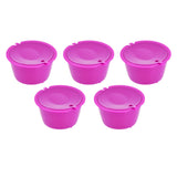 5Pcs 50ml Coffee Capsule Reusable Coffee Filter Cup with Spoon for DOLCE GUSTO Coffee MachineRose Red - 45-Degree Angle