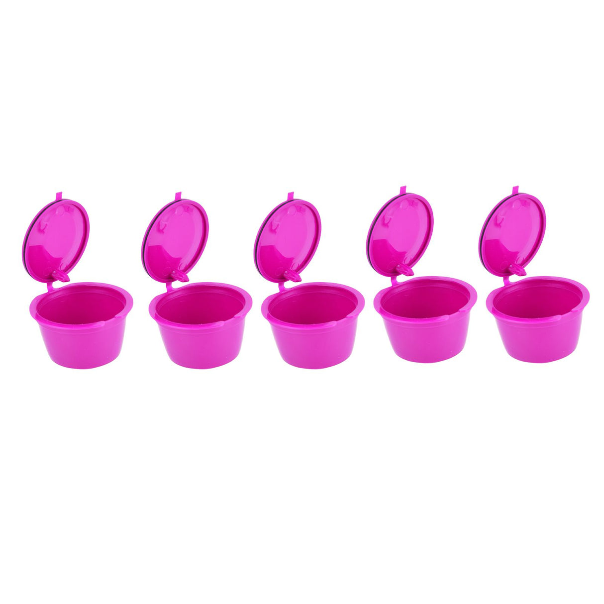 5Pcs 50ml Coffee Capsule Reusable Coffee Filter Cup with Spoon for DOLCE GUSTO Coffee MachineRose Red
