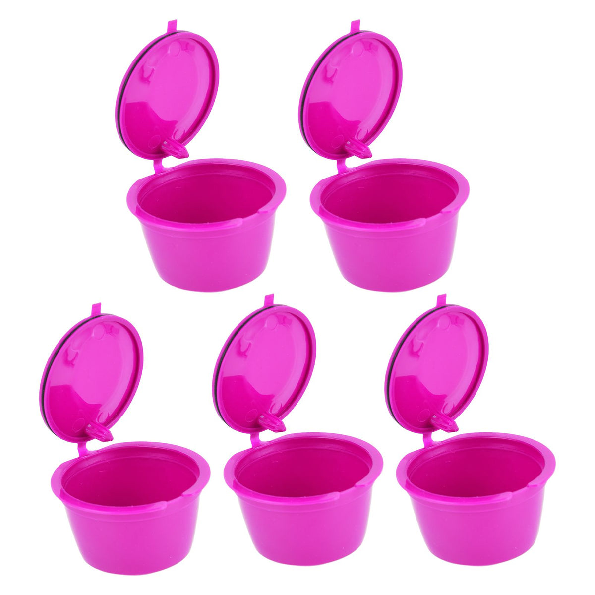 5Pcs 50ml Coffee Capsule Reusable Coffee Filter Cup with Spoon for DOLCE GUSTO Coffee MachineRose Red