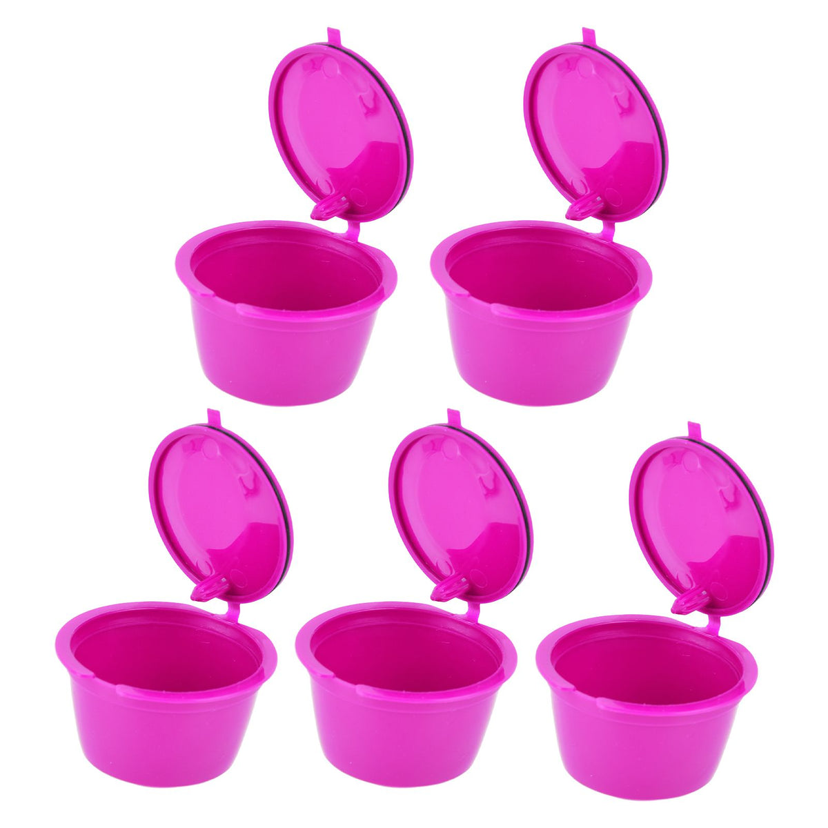 5Pcs 50ml Coffee Capsule Reusable Coffee Filter Cup with Spoon for DOLCE GUSTO Coffee MachineRose Red