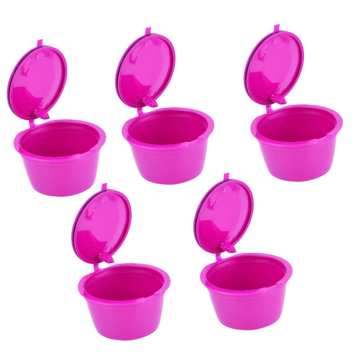 5Pcs 50ml Coffee Capsule Reusable Coffee Filter Cup with Spoon for DOLCE GUSTO Coffee MachineRose Red