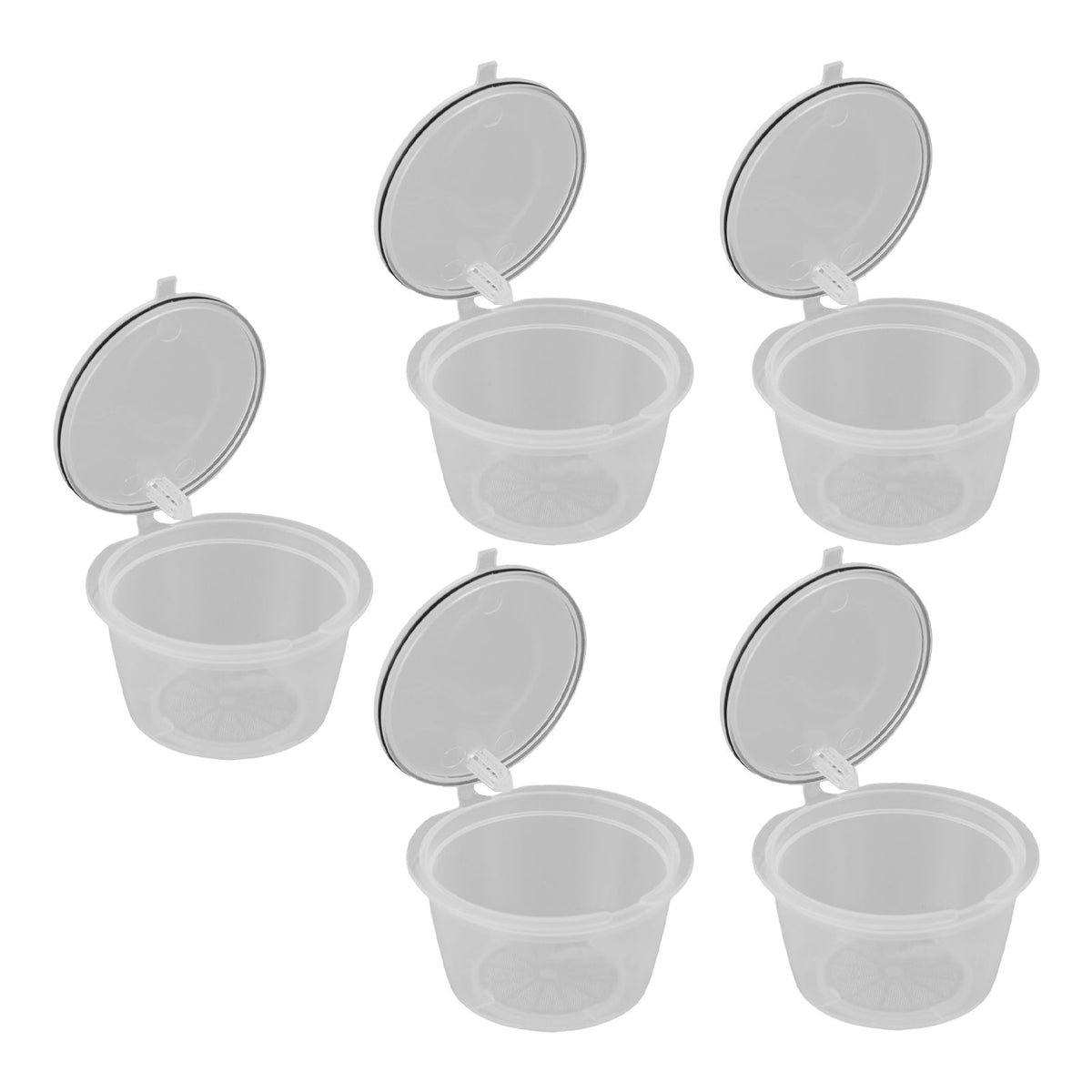 5Pcs 50ml Coffee Capsule Reusable Coffee Filter Cup with Spoon for DOLCE GUSTO Coffee MachineTransparent
