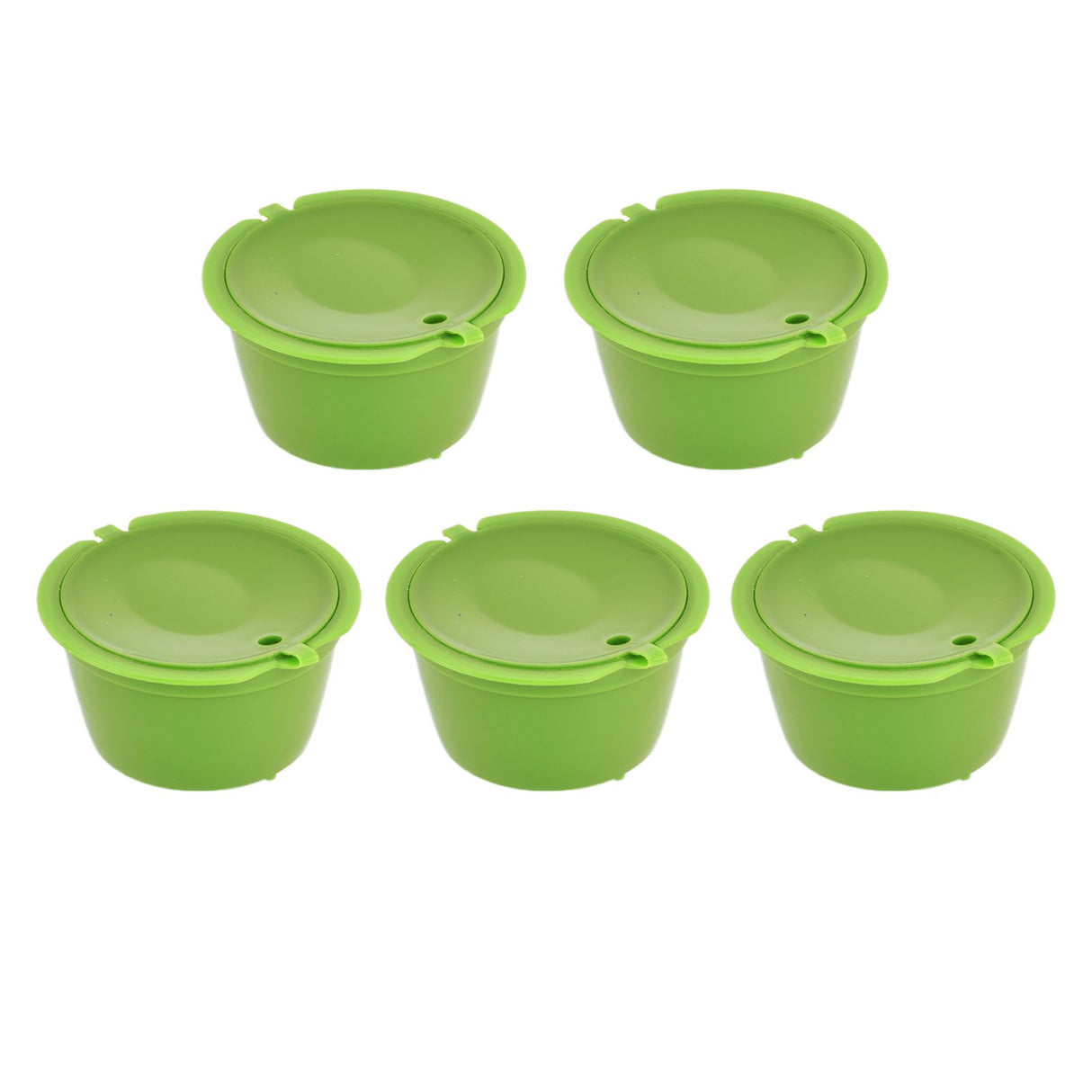 5Pcs 50ml Coffee Capsule Reusable Coffee Filter Cup with Spoon for DOLCE GUSTO Coffee MachineGrass Green