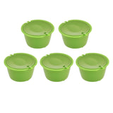 5Pcs 50ml Coffee Capsule Reusable Coffee Filter Cup with Spoon for DOLCE GUSTO Coffee MachineGrass Green - Side View