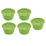 5Pcs 50ml Coffee Capsule Reusable Coffee Filter Cup with Spoon for DOLCE GUSTO Coffee MachineGrass Green