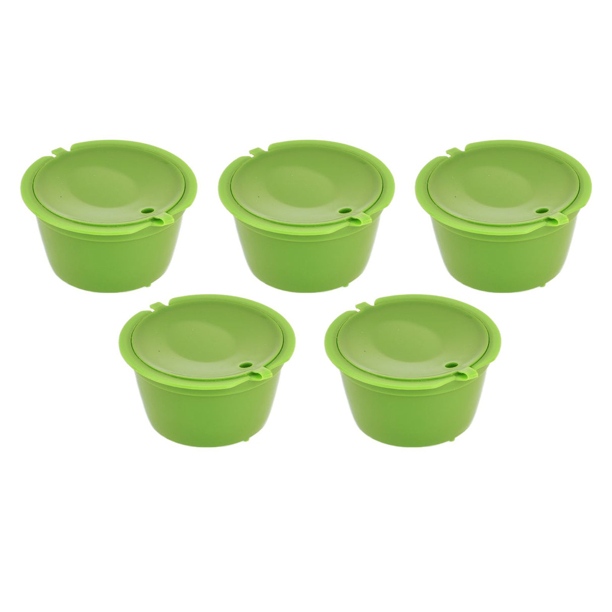 5Pcs 50ml Coffee Capsule Reusable Coffee Filter Cup with Spoon for DOLCE GUSTO Coffee MachineGrass Green