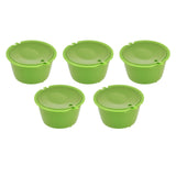 5Pcs 50ml Coffee Capsule Reusable Coffee Filter Cup with Spoon for DOLCE GUSTO Coffee MachineGrass Green