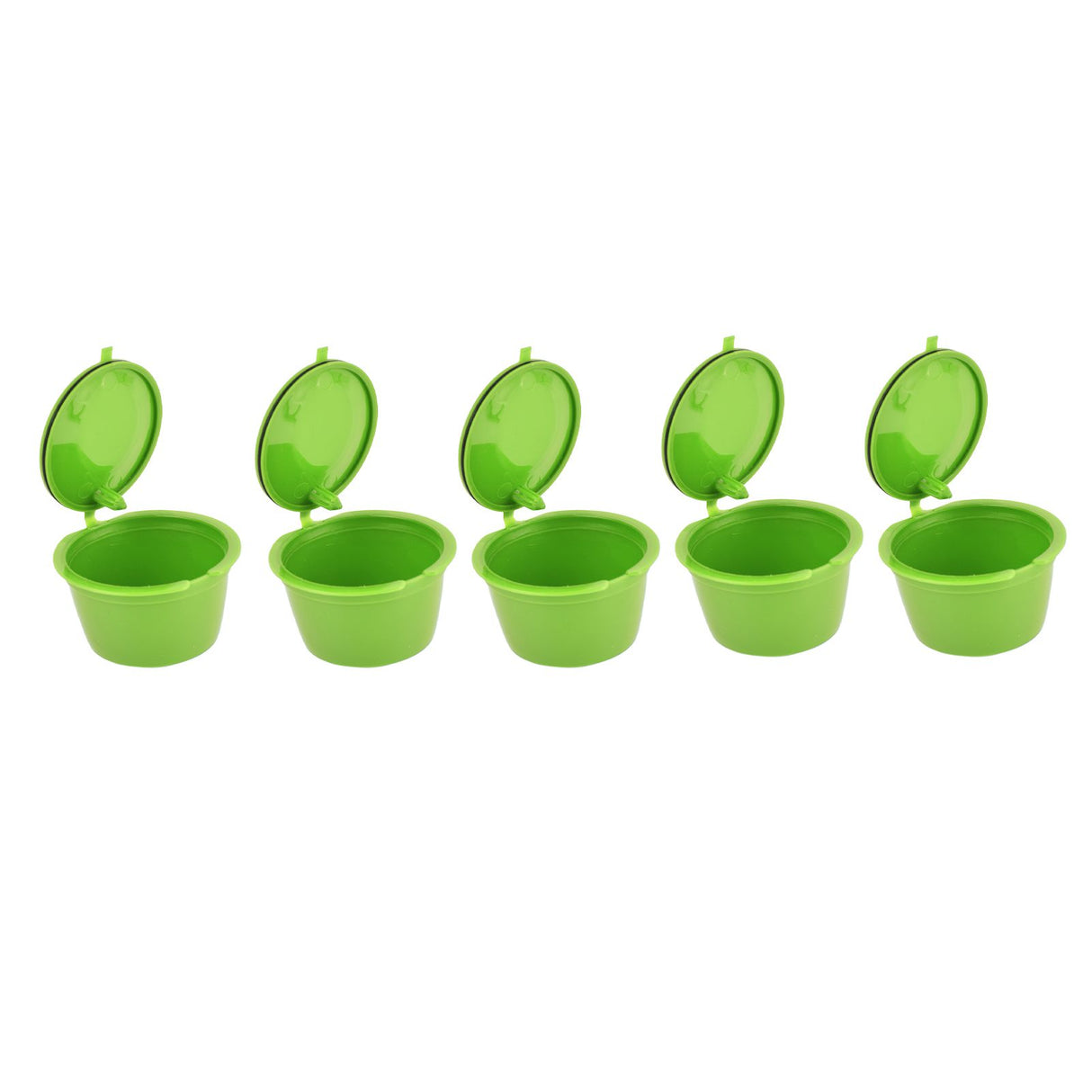5Pcs 50ml Coffee Capsule Reusable Coffee Filter Cup with Spoon for DOLCE GUSTO Coffee MachineGrass Green
