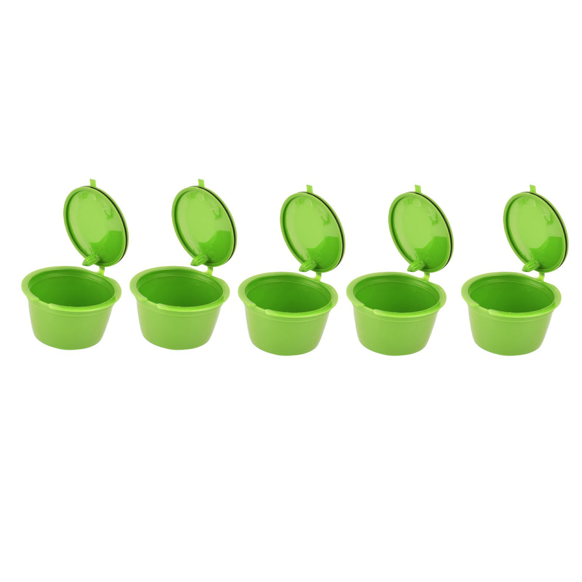 5Pcs 50ml Coffee Capsule Reusable Coffee Filter Cup with Spoon for DOLCE GUSTO Coffee MachineGrass Green