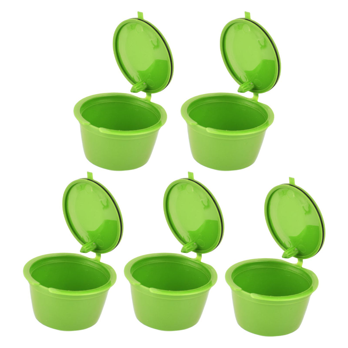 5Pcs 50ml Coffee Capsule Reusable Coffee Filter Cup with Spoon for DOLCE GUSTO Coffee MachineGrass Green