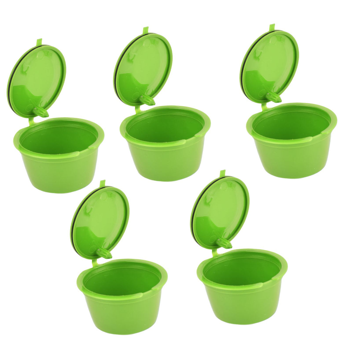 5Pcs 50ml Coffee Capsule Reusable Coffee Filter Cup with Spoon for DOLCE GUSTO Coffee MachineGrass Green