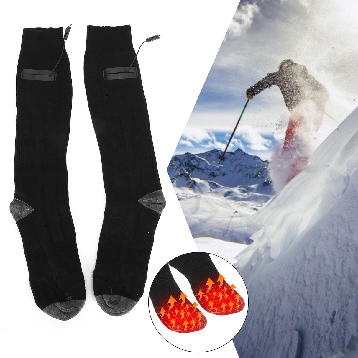 Heated Socks Winter Thermal Socks Washable DC Powered Socks Comfortable and Durable Black Gray for Man and Woman