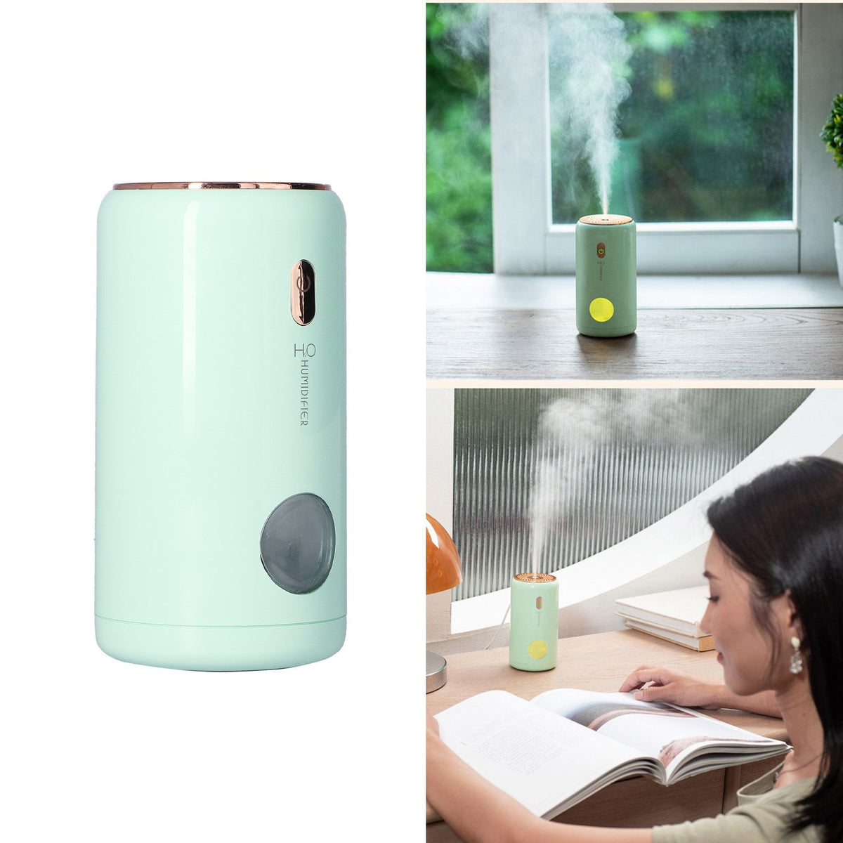 Mini USB Powered Car Humidifier Mute Large Misting Air Humidifier for Home Office BedroomGreen