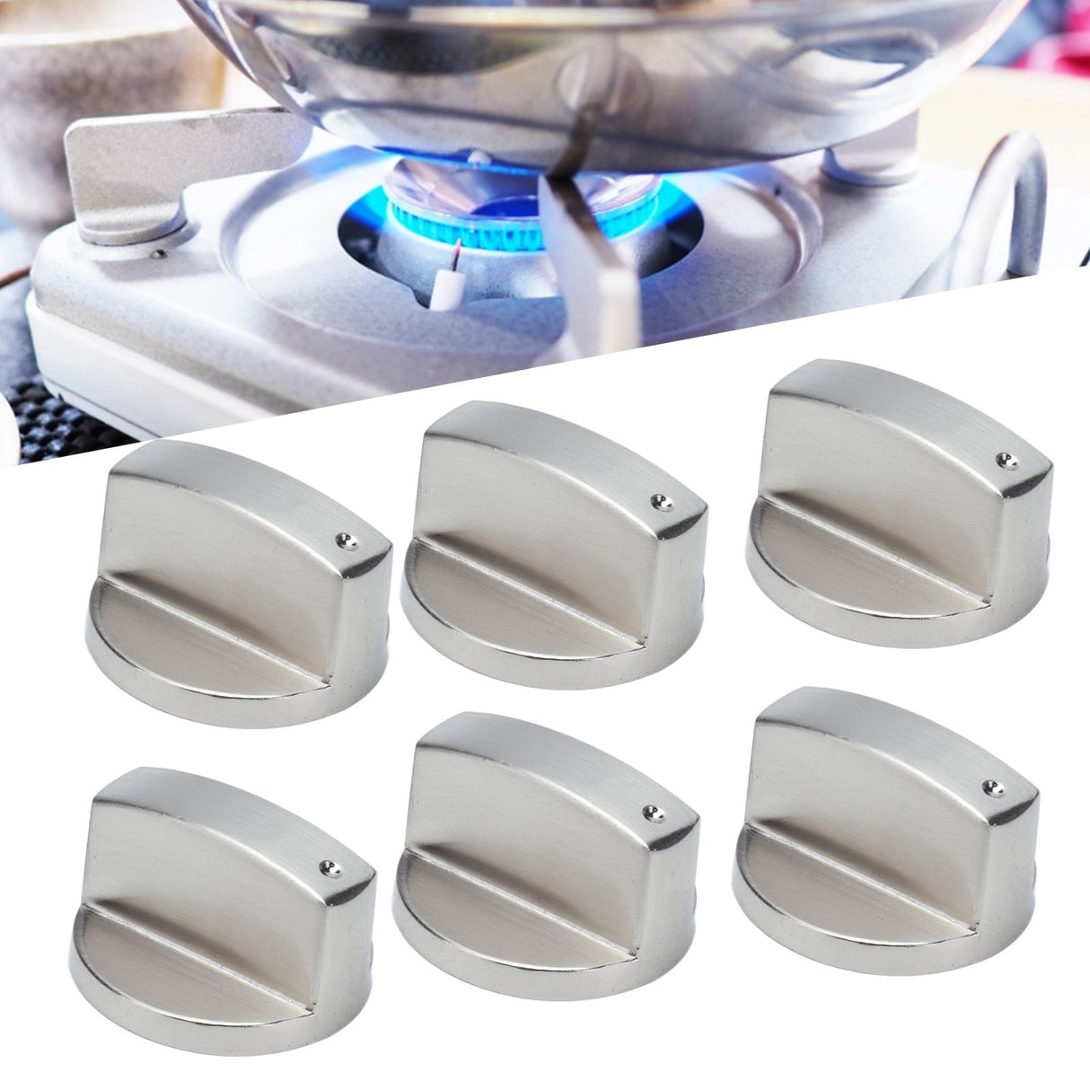 6Pcs 8mm Rotate Knob Zinc Alloy Control Knob Replacement for Kitchen Range Gas Stove Microwave Oven45°